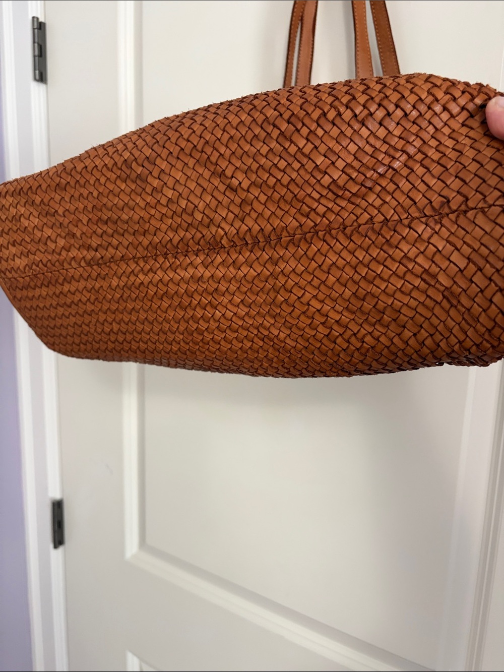 Platania Woven Leather Tote Bag in Cognac made in Italy - Picture 3 of 12